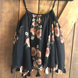 Anthropologie Carolina K Floral Tasseled Cami